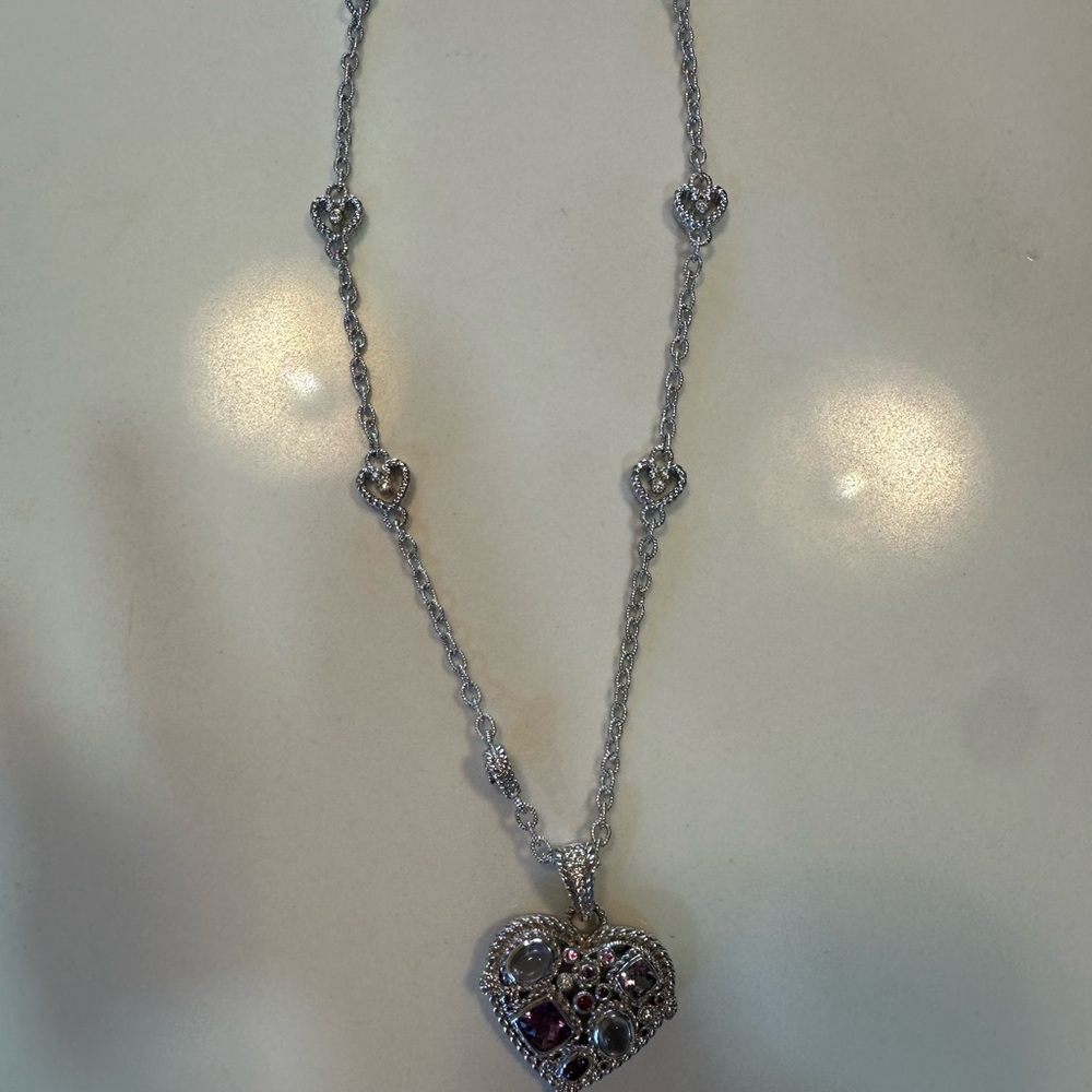 Judith Ripka heart moonstone with Judith Ripka chain - Picture 2 of 5
